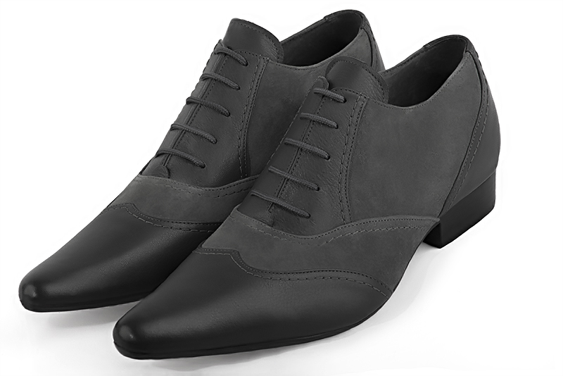 Dark grey lace-up dress shoes for men. Tapered toe. Flat leather soles - Florence KOOIJMAN